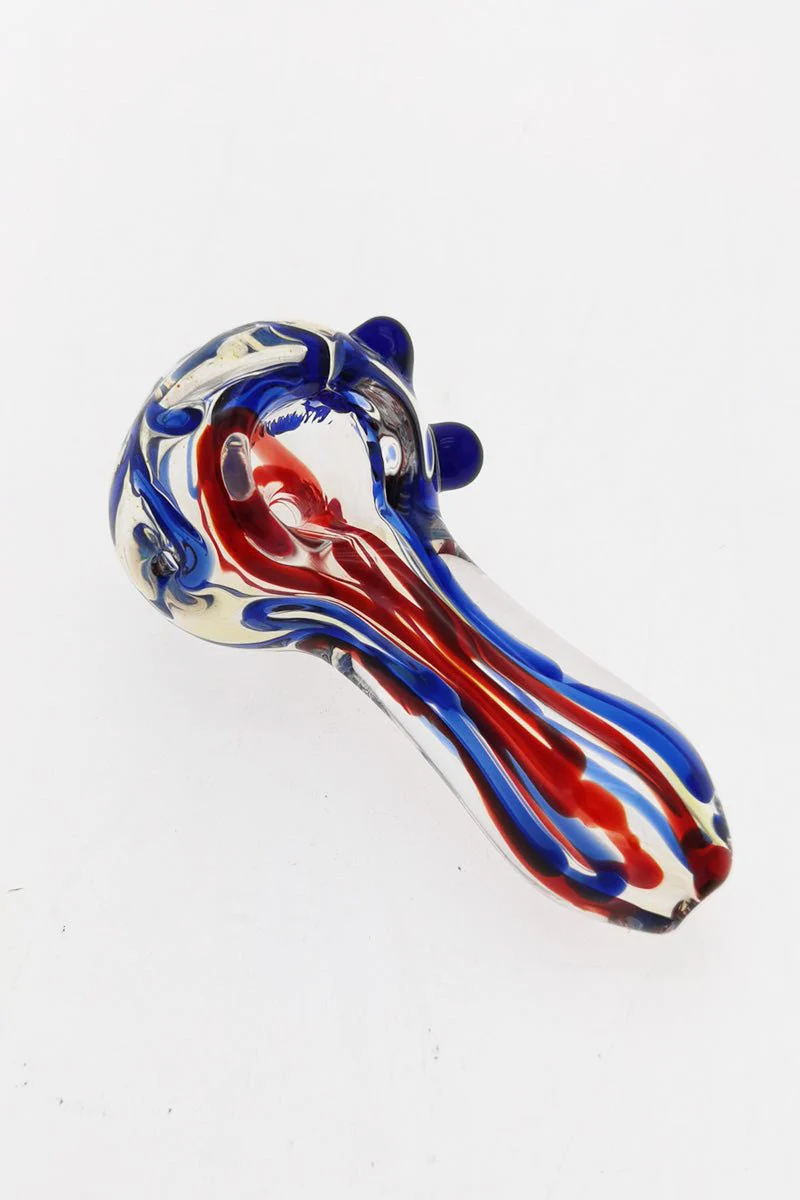 3.00" Dry Spoon Pipe w/ Marbles & Multi-Color Ribbon (50g) Carb Hole: Left Side - Image 6