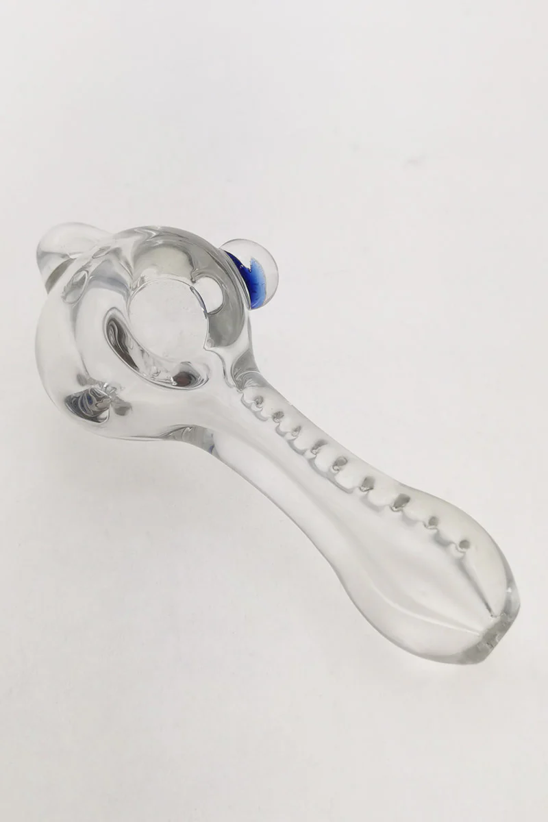 4.50" Dry Spoon Pipe w/ Color Marble & Clear Vertical Pit (104g) - Image 2