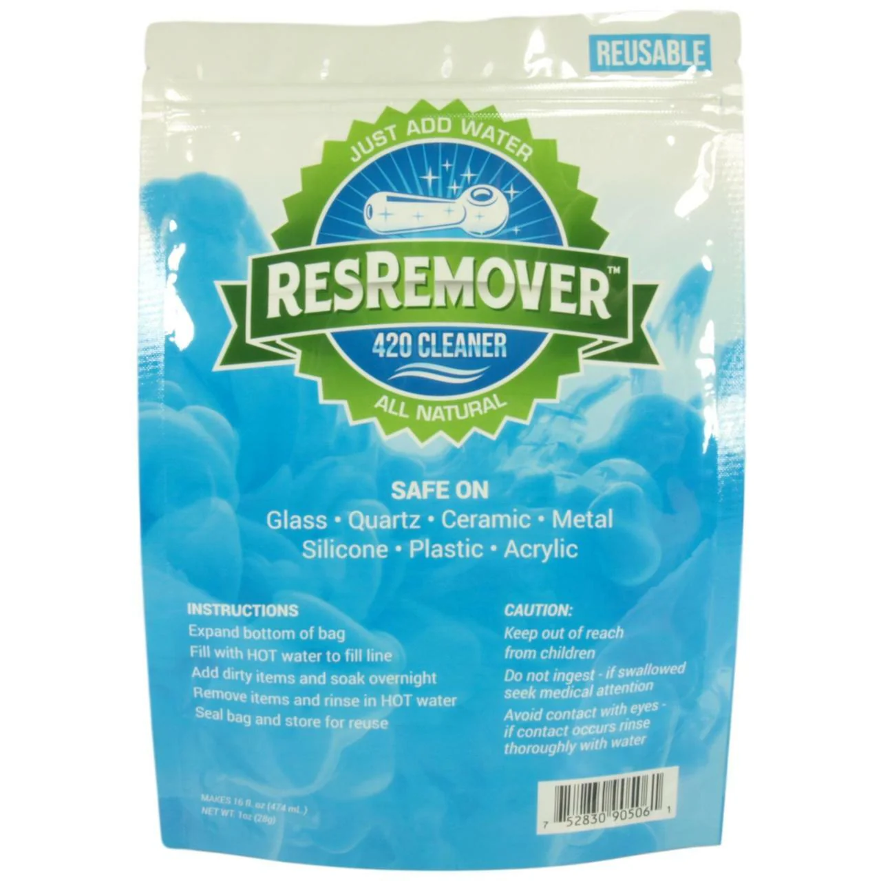 ResRemover - 420 Cleaner Bag All Natural (Just Add Water) Reusable - 1oz (Makes 16oz)