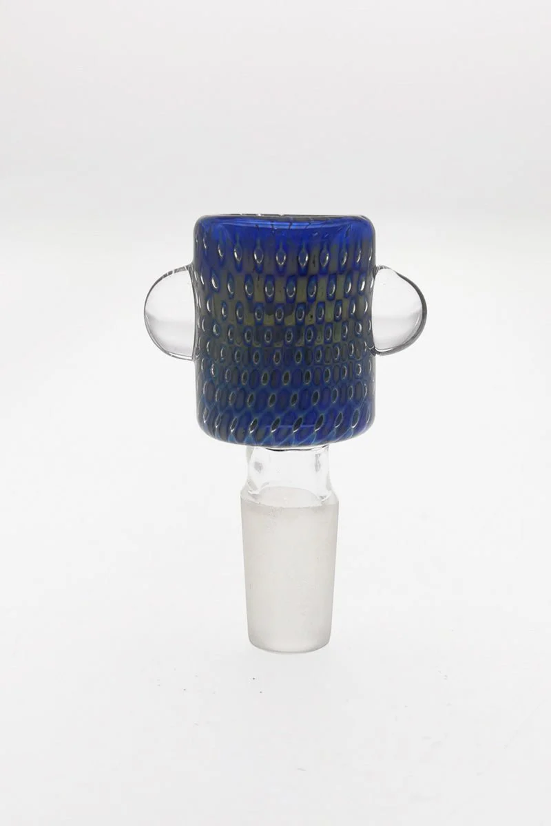 Single Hole Bong Slide Bowl Piece w/ Cylindrical Bowl & Two Marble Handle