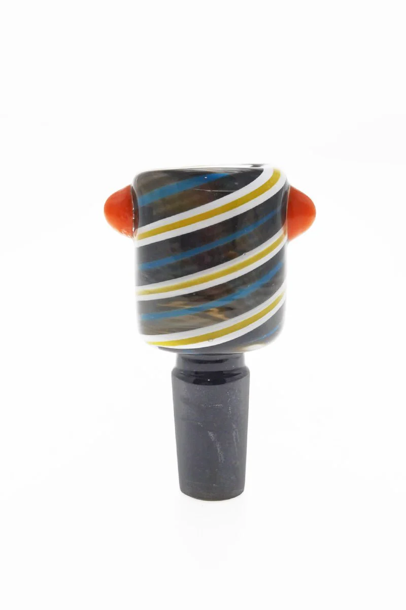Single Hole Bong Slide Bowl Piece w/ Cylindrical Bowl & Two Marble Handle - Image 10
