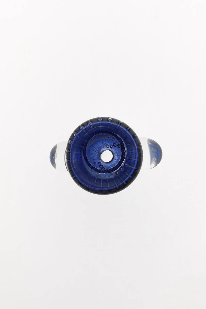 Single Hole Bong Slide Bowl Piece w/ Cylindrical Bowl & Two Marble Handle - Image 6
