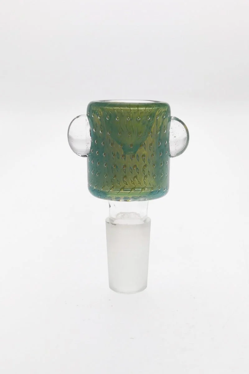 Single Hole Bong Slide Bowl Piece w/ Cylindrical Bowl & Two Marble Handle - Image 8