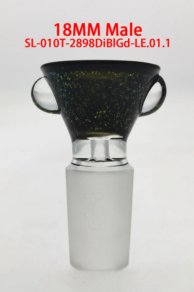 Single Hole Bong Slide Bowl Piece w/ Multi-Marble Handle - Image 55