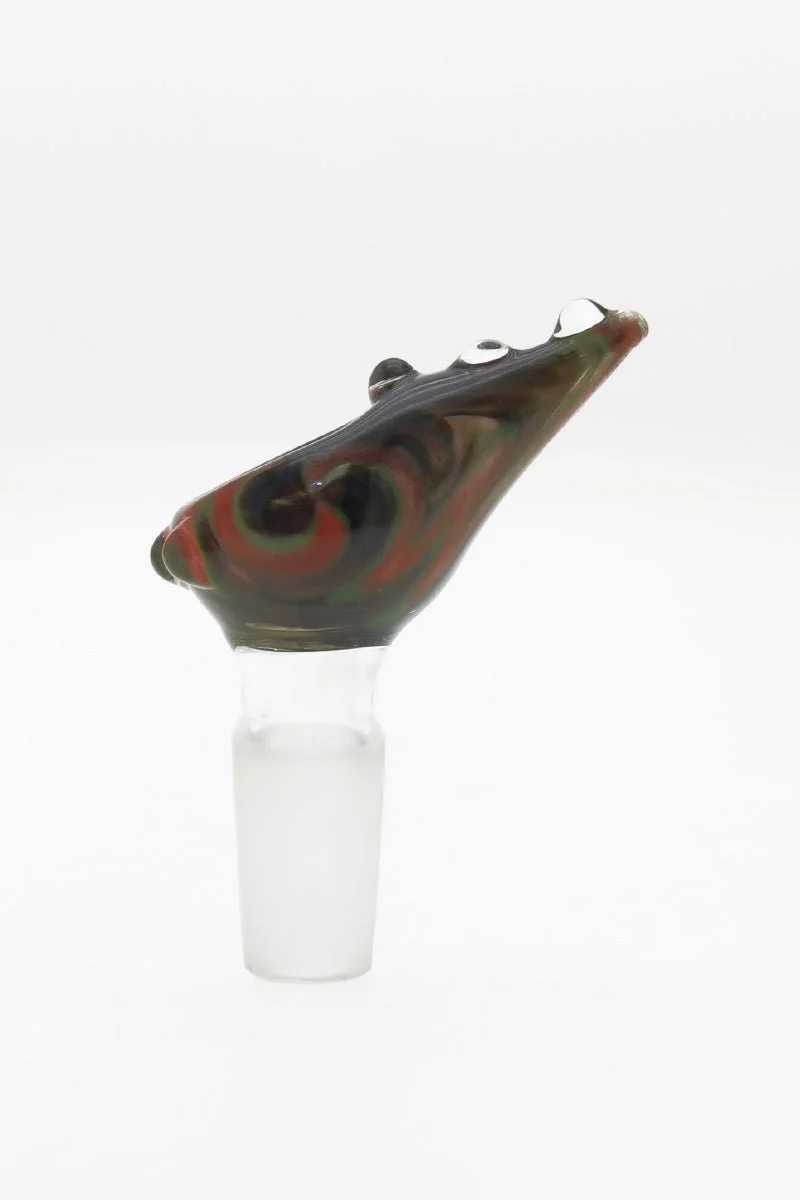 Single Hole Bong Slide Bowl Piece w/ Tear Drop Shaped Bowl & Handle (14MM Male) - Image 3
