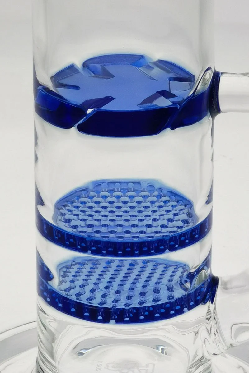 TAG - 12" Bent Neck Double Honeycomb with Spinning Splashguard Bong 65x5MM (18MM Female) - Image 8