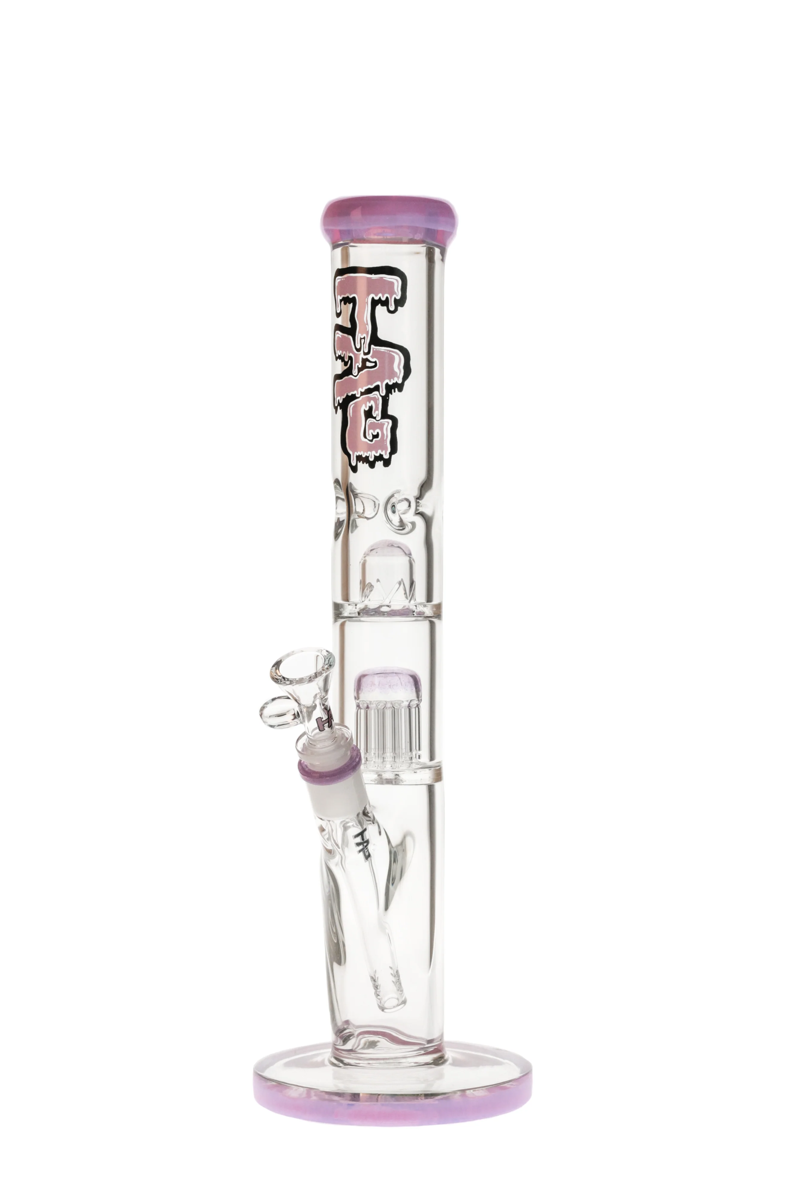 TAG - 16" Fixed 10 Arm Tree Straight Tube Bong w/ Dome Splashguard 50x7MM - 18/14MM Downstem (3.75")