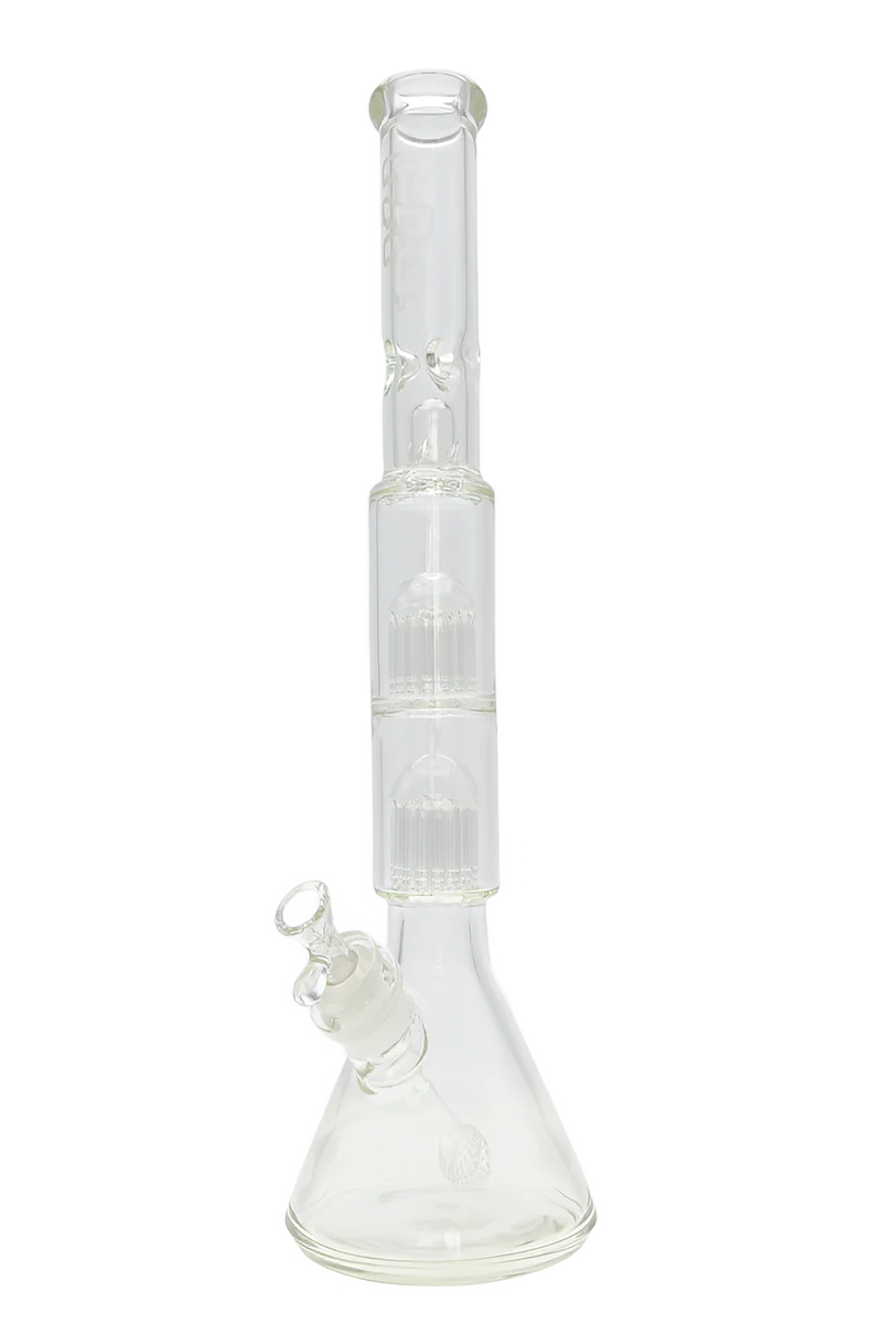TAG - 20" Double Fixed 16 Arm Tree Beaker Bong 50x7MM - 28/18MM Downstem (4.50")