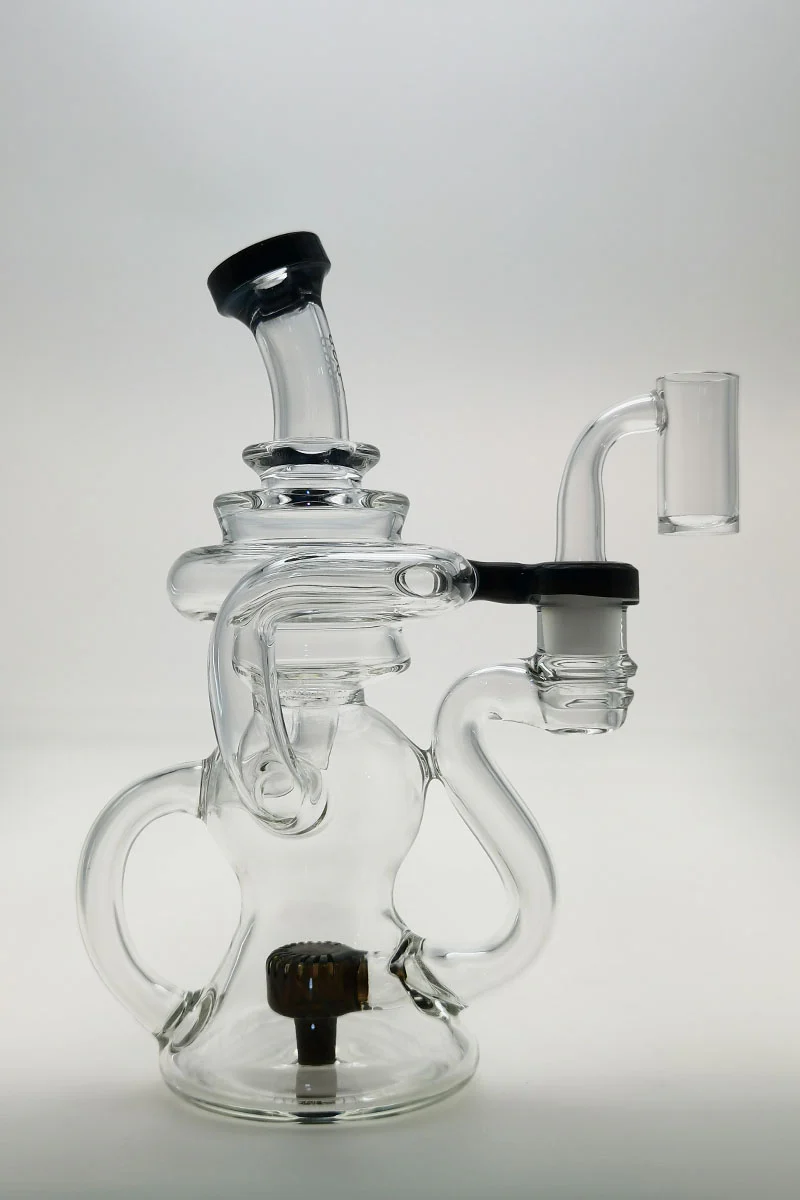TAG - 8" Recycling Stacked Bellow Ball Bent Neck with Super Slit Puck Diffuser Dab Rig (14MM Female) - Image 46